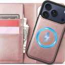 DJBull 2-in-1 Detachable Wallet Case for iPhone 17 Pro Max 6.9" RFID Blocking Flip Folio with Card Holder | PU Leather Shockproof Protective Cover Women Men for Apple 17 Pro Max Phone Case Pink