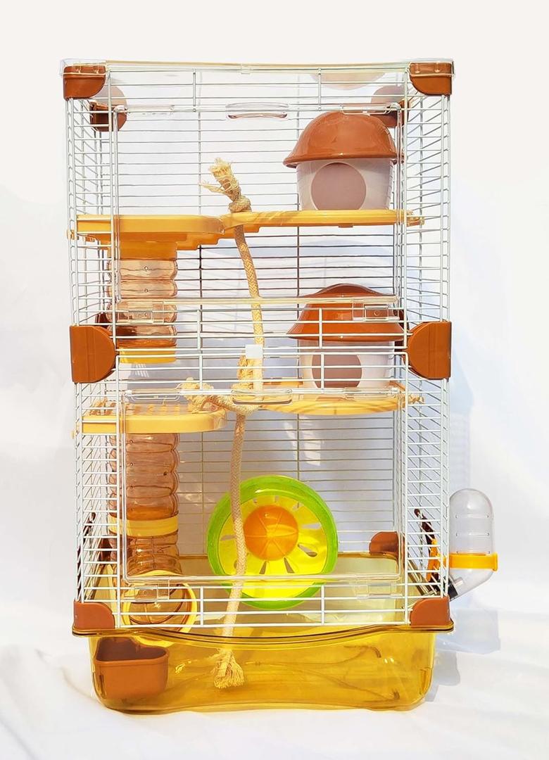 PETZHUBO Hamster Cage Small Animal Cage 3 Layers Transparent Cage Size10.6"(W) X8.1(L) X18.3 (H) Suitable for Hamsters up to 3.5 inch in Length(Please Note This is Mini cage That for Mini Hamster)