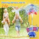 JOI MEW UFO Water Sprinkler for Kids, Water Rocket Toy Outdoor Summer Play W/Light & Spin, Adjustable Height Water Launcher, DIY Space Sticker, Backyard Lawn Gift for Girls Boys 3-12 Year Old Blue