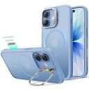ESR for iPhone 17 Case with Stash Stand, Camera Control Cover Compatible with MagSafe, Military-Grade Drop Protection Magnetic Phone Case, Scratch-Resistant Back Cover,Frosted Light Blue
