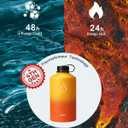 BUZIO 128oz Gallon Water Bottle, Insulated Water Jug with Straw Lid and Carrying Sleeve (Cold for 48 Hrs) Stainless Steel Hydro Metal Canteen Water Flask, Yellow Orange