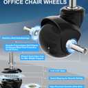 RidRed Office Chair Wheels Replacement Heavy Duty 2 Inch Roller Blade Wheels for Carpet Hardwood Floors, Support 2000 LB, Rubber Rollerblade Desk Chair Casters, Standard Stem Universal Fit, Set of 5