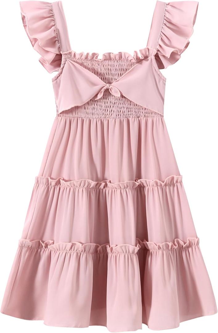 Girls Summer Dresses Sleeveless A-Line Tiered Dress Tween Girl Sundress 4-12Y Girls Summer Dresses Sleeveless A-Line Tiered Dress Tween Girl Sundress 4-12Y