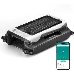 24/7 Solar Powered Automatic Electric Pool Skimmer Robot with APP Support Floating Surface Cleaner for Above Inground Pool,Auto Robotic Pool Skimmer with Efficient Solar Breeze (White)