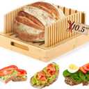 Bamboo Bread Slicer for Homemade Bread - Large 10.5 Bread Slicing Guide, Stable Bread Cutter for Artisan & Sourdough Rounds Loaves, Practical Gift for Families (No Knife)