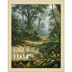 TWING 11x14 Natural Solid Wood Picture Frame - Minimalist Wall Art Frame for Home & Office Decor, Includes Wall Hanging Design, Natural Solid Wood Frame for Photos, Prints and Wall Gallery (1 Pack)