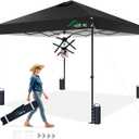 Acepic 10x10 Pop Up Canopy Tent, One Push Instant Outdoor Gazebo with Vented Top, Upgraded 300D Silver Coated Sun Shade for Parties Camping Vendor, Includes Wheeled Bag and 4 Sandbags, Black