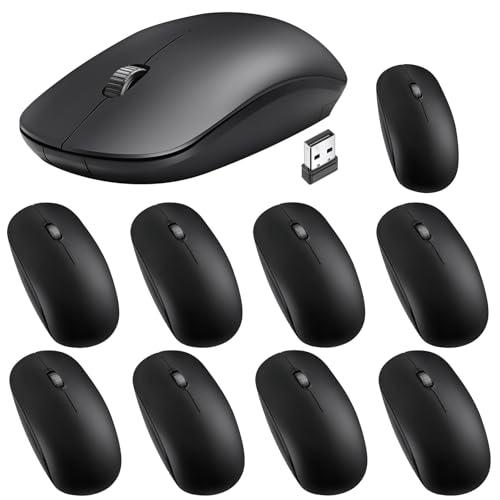 Kingdder 10 Pack Mouse for Laptop 2.4G Computer Mouse 1000 DPI Optical with USB Receiver Bulk Compatible with Windows, PC, Computer, Laptop