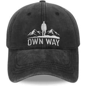 Mens Cotton Baseball Cap, Dad Gifts from Son Daughter Wife for Men Adjustable Stay Wild Embroidered (Black)