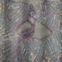 Long Sequin Lace-Up Gown W/Square Neck & Open Back (Pink, 18W)