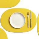 AHHFSMEI Placemats Set of 4 for Dining Table Washable Woven Non-Slip 18x12 inches Placemat Heat-Resistant Durable Table Mats for Dining Table Easy to Clean (Oval Yellow, 4)
