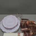 NOCCUR 175PCS Rose Gold Plastic Plates with Disposable Silverware - Include 25Dinner Plates, 25Dessert Plates, 25Forks, 25Knives, 25Spoons, 25Cups, 25Napkins for Wedding&Party