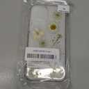 for iPhone 14 Case, [Real Daisy White Flower & Gold Foil][with Luxury Bracelet Wrist Strap] Floral Design, Clear Soft TPU for Women and Girls