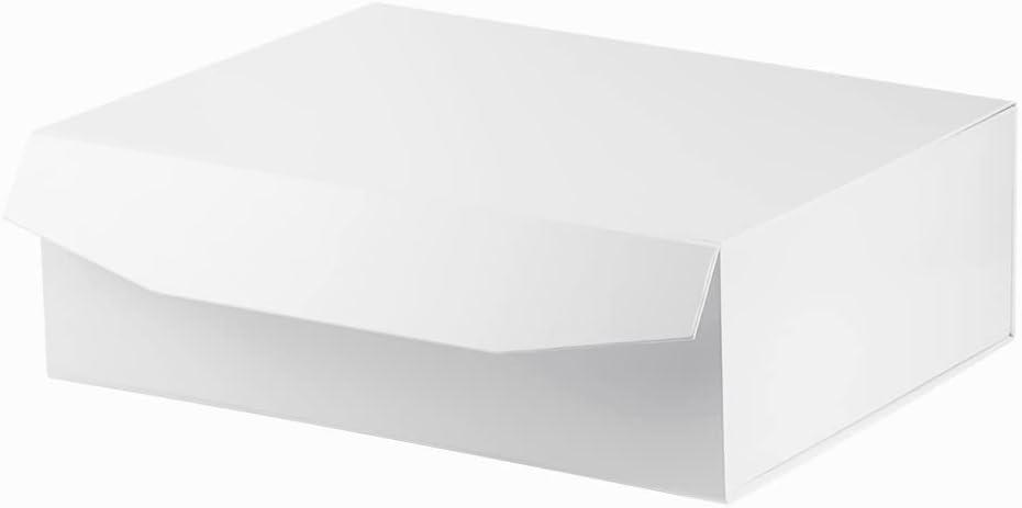 1 Pcs White Extra Large Gift Box with Lid, 16.5 x 13 x 5.3 Inches, Hard Magnetic Giant Gift Boxes for Presents Clothes Robe Wedding Dress Sweater,Reusable Foldable Bridesmaid Proposal Box