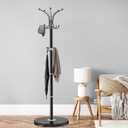 Metal Coat Rack Stand, Modern Coat Rack Freestanding with Natural Marble Base, 360° Rotary Design Coat Racks with 14 Hooks, Coat Tree for Bags, Hats, Entryway, Office
