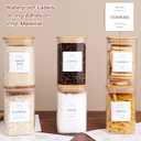 CZZGSM 5 Pack Square Kitchen Storage Jars with Airtight Bamboo Lids and 132 Pantry Labels - 35oz Glass Canisters With Wood Lids - Food Storage Containers for Coffee, Cookie, Tea, Spice, 11 Inches X 10 Inches