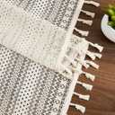 Beige Boho Lace Sheer Window Curtain Panels with Classic Tassels 72 Inches Long,Natural Geo Embroidery Pattern Living Room Drapes,Farmhouse Rod Pocket Bedroom Window Treatment,40" Wx72 Lx2