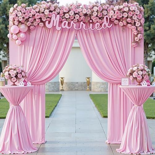 10 ft x 8 ft Pink Backdrop Curtains for Parties, Wrinkle Free Baby Pink Photography Backdrop Drapes for Wedding Grils Birthday Baby Shower Bridal Shower Party 2 Panels