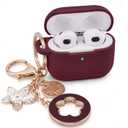 VISOOM Case for Airpods 3 Pink Airpods 3rd Cases 2021 Silicone for iPod 3 Earbuds Case Cover Women Wireless Charging Case with Accessories Girl Bling Keychain for Apple Ear Buds 3rd Generation (Burgundy)