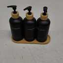 Black Shampoo and Conditioner Dispenser Set by Brighter Barns - Body Wash, Shampoo Dispenser for Shower with Pump - Refillable Plastic Shower Soap Dispenser for Bathroom Decor in Home, Airbnb (Black)