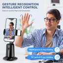 Auto Face Tracking Tripod 360° Rotating Cell Phone Photo and Video Kits Stand, No App, Camera Stand with Remote and Gesture Control, Rechargeable Smart Shooting Stand for Live Recording Tiktok（Black）