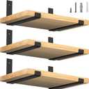 LuckIn 12 Inch Wall Shelf Brackets (Fit 11.25" Board) 6-Pack, Heavy Duty Black Iron, Garage, Kitchen, Laundry Room Floating Shelf Hardware