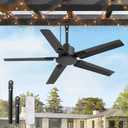 Fanbulous 48'' Outdoor Ceiling Fan No Light,IP65 Wet Rated Waterproof Ceiling Fan with Remote, 6-Speed DC Motor, Farmhouse Gazebo Fan for Porch Patios Pavilion(Black)
