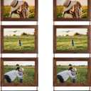 Lavezee 5x7 Hanging Collage Picture Frames Set of 2, Walnut Brown 8 Opening Horizontal Frame Made to Display 5 by 7 Inch Photo for Wall Decor