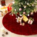 Civaner Burgundy Red Christmas Tree Plush Skirts Decorations Faux Fur Plush Christmas Tree Skirt Merry Xmas New Year Holiday Party Decorations for Indoor Home Ornaments(48 Inch)