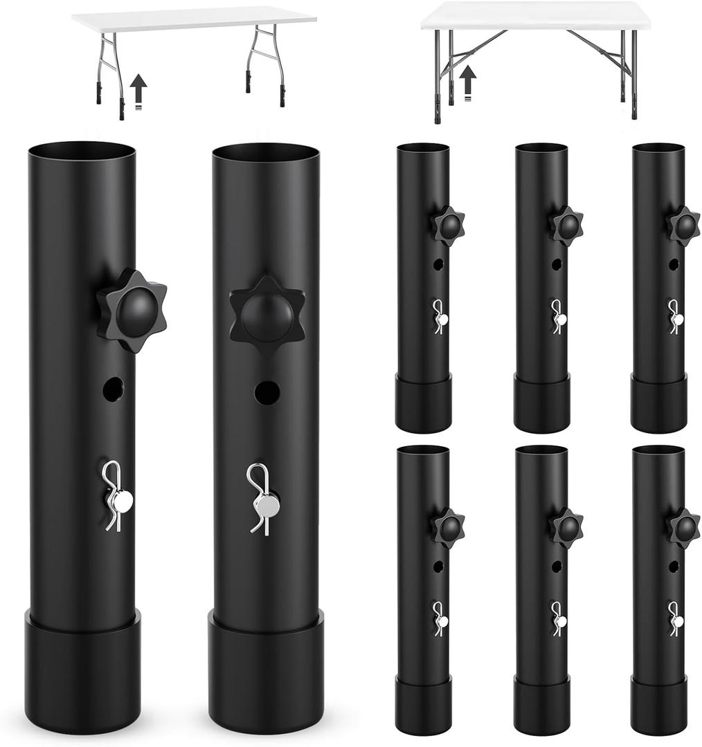 8-Pack Table Legs Extensions for Straight/Bent Folding Tables, Folding Table Leg Extenders, Reduces Stooped Work Improves Back Pain, 2-Levels Height Adjustable Furniture Risers (3.5"/ 5")