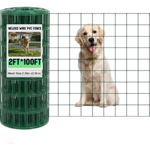 Gisafai 16 Gauge Galvanized Welded Wire Fence 2 ft x 100 ft PVC Coated Hardware Cloth, 2.36" x 2.36" Mesh, Heavy Duty Garden Fencing Roll for Chicken, Dog Yard, Deer Cattle & Animal Protection(Green)