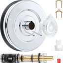 Hohean Tub and Shower Trim Kit with Cartridge Replacement, Compatible with Moen Standard Valve Chateau Series Single Handle Tub and Shower, Brass Stem (Chrome)