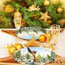 2 x ceiba tree Christmas Oval Paper Plates 30Pcs Bulk Snowflake Paper Platter Disposable Snow Winter Forest Green Pine Tree Dinnerware Winter Frost Dinner Plates for Home Holiday Party Favors Supplies