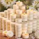 DEVI 6 Hour Soy Tea Lights Candles Bulk 100 Pack, Soy White Tea Lights Bulk-6 Hours Long Burning, Unscented Small Votives Bulk for Wedding, Party Centerpieces