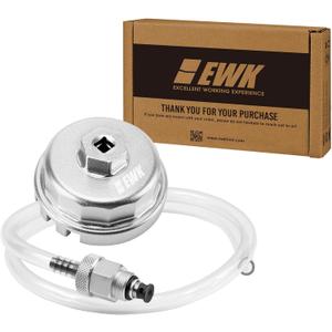 EWK 64mm Forged Oil Filter Wrench & Drain Hose for Toyota, Lexus, Scion 2.0L - 5.7L Oil Change Tool