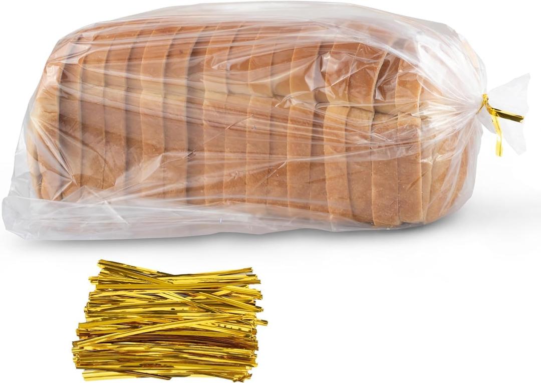 Bread Bags with Ties, Reusable,60 Clear Bags and 60 Ties, Bread Bags For Homemade Bread And Bakery Loaf Adjustable Reusable(60), Large, Small