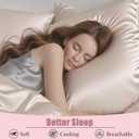 2 x Mulberry Silk Pillow Cases with Zipper, Ultra Smooth Soft Breathable Cooling Pillow Cases for Hot Sleepers, Silk Satin Pillowcase for Hair and Skin, Gifts for Women (Beige, Standard Size, 1 Pack)
