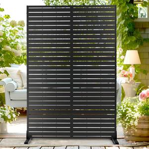 72" H44" W Metal Privacy Screen Outdoor Privacy Screen Freestanding, Outdoor Privacy Screens and Panels for Patio Lawn Deck, Outdoor Privacy Panels Decorative Privacy Fence(Consists of 5 Panels) (72" H44" W, Black Louvered)