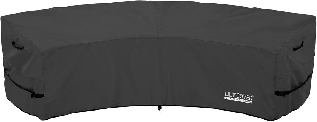ULTCOVER Patio Curved Sofa Cover Waterproof for 3-4 Seater Outdoor Sectional Furniture Couch 126"(Back Arc Length) / 82"(Front Arc Length) x 32"(Deep), Black