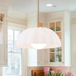 Dusklark Milk Glass Pendant Light Fixture, 16" Large Mid-Century Gold Kitchen Island Lighting, Modern Glass Chandelier for Dining Room Breakfast Hallway