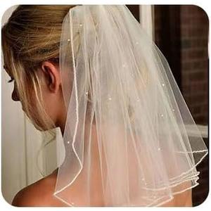 LUXCASTLE Short Bridal Veil Simple Wedding Veil White Bridal Veils Bachelorette Party Veil for Women and Brides (Crystal)