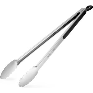 Grill Tongs, 17 Inch Extra Long BBQ Tongs, Premium Stainless Steel Metal Tongs for Cooking, Grilling, Barbecue/BBQ, Buffet (17", 1PC)