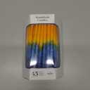 Dripless Hanukkah Candles Deluxe Sunburst Tri Colored Hand Decorated Hanukkah Candles 45 Count for All 8 Nights of Hanukkah 1-Hour Burn Time