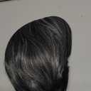 Aisaide Dark Gray Layered Bob Wig with Curtain Bangs, Short Highlight Gray Ombre, Wavy Grey Bob Pixie Cut, Synthetic Black and Grey Wigs for White Women 1B/GREY