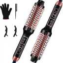 Upgraded Infrared Bounce Brush, Heated Thermal Round Brush with 5 Heat Settings & LED Display, 1.5 Inch lonic for Hair Straightener & Curling Wand, Dual Voltage, Blowout Look, Gifts for Women