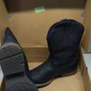 IUV Cowboy Boots For Men with Wide Square Toe Western Retro Boot Durable Classic Fashionable Embroidered Pull On Slip Resistant Boots (11, Black)