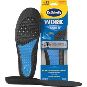 Dr. Scholl's Work All-Day Superior Comfort Insoles with Massaging Gel - Designed for Men & Women with Hard-Working Feet, Eliminates Sore Muscles and Tired Legs, Arch Support Inserts with Odor Control (2 Count (Pack of 1))