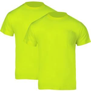 Men's High-Visibility T-Shirts 2 Pack,Lightweight Short-Sleeve Pocket Shirts for Men Color Enhanced (Yellow, XXL)