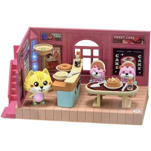 Koko's Cat Town DIY Miniature House Kit,Tiny Pink House SeriesCake Shop Building Kit,Dollhouse for 3 and up, Dollhouse Building Kit with Cats,Cat Toys Gift for Girls Boys Teens Kids Ages 3+