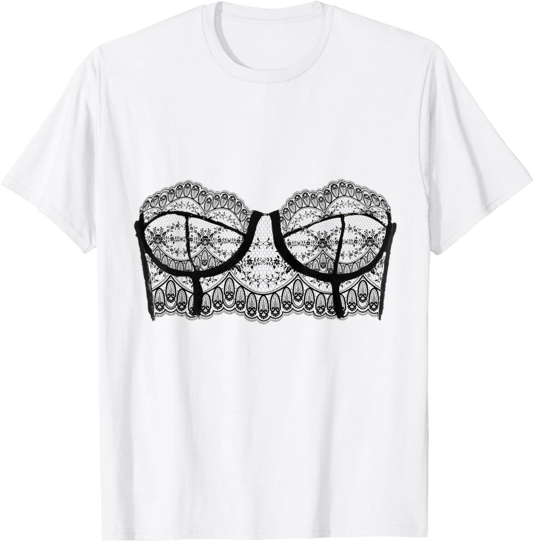 Bra Graphic Corset Print Bustier Sexy Fun Lingerie Design T-Shirt, S